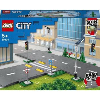 LEGO City Town - Placi de drum 60304, 112 piese LEGO City Town - Placi de drum 60304, 112 piese