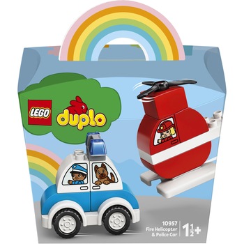 LEGO DUPLO - Elicopter de pompieri si masina de politie 10957, 14 piese LEGO DUPLO - Elicopter de pompieri si masina de politie 10957, 14 piese
