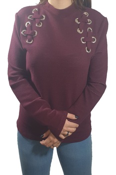 Bluza Tally Weijl, grena cu aplicatie de siret pe partea din fata, M Bluza Tally Weijl, grena cu aplicatie de siret pe partea din fata, M