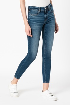 American Eagle, Blugi crop skinny cu aspect decolorat, Bleumarin/Alb optic, W26-L32 American Eagle, Blugi crop skinny cu aspect decolorat, Bleumarin/Alb optic, W26-L32