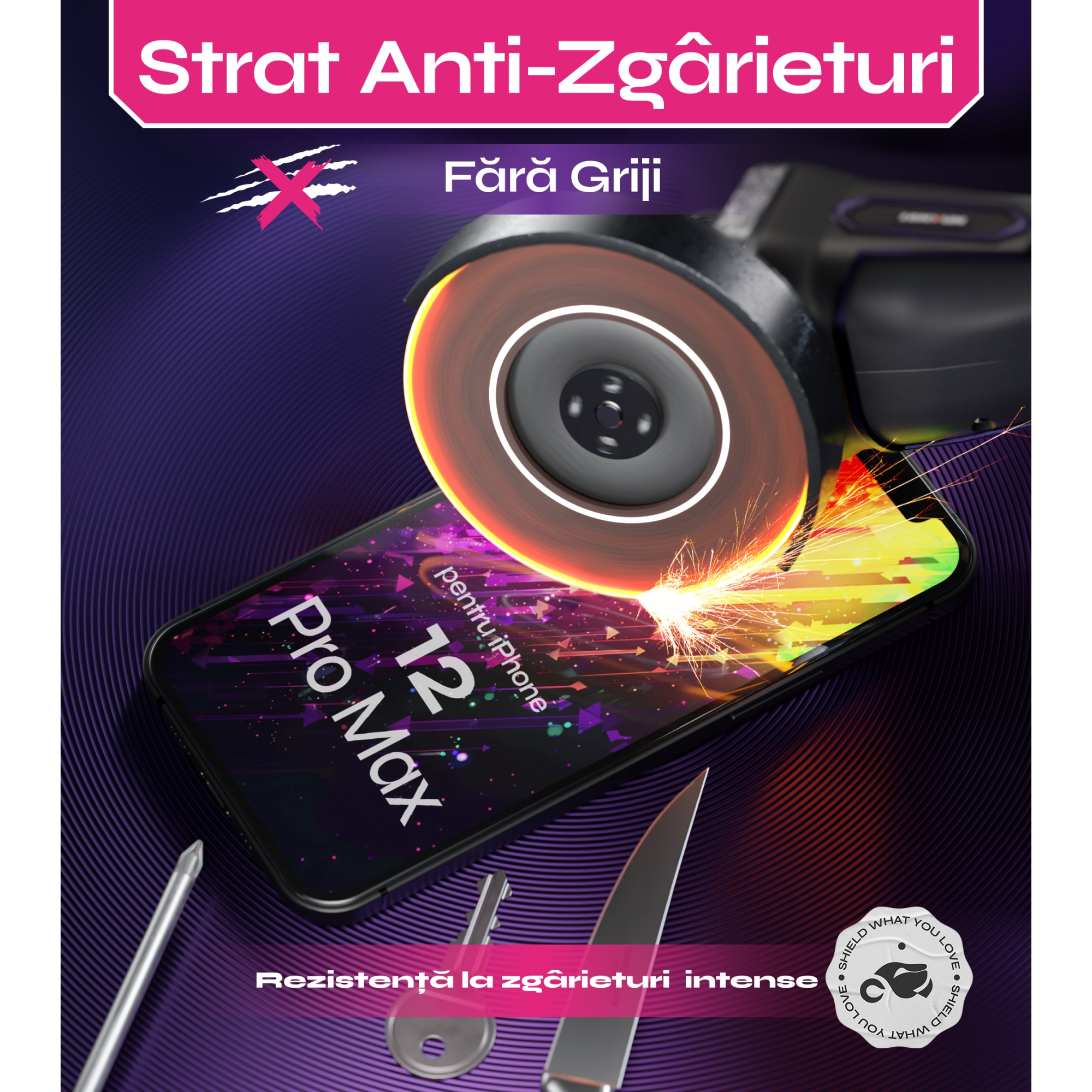 Folie sticla compatibil cu iPhone 12 Pro Max, set 2 buc, DefenSlim, instalare usoara si rapida cu dispozitiv de potrivire automata in 30 sec cu Easy Install Kit patentat, protectie telefon