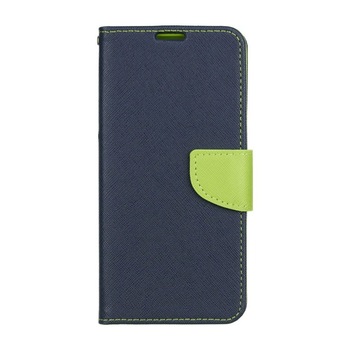Husa Carte Fancy pentru Samsung Galaxy M11, Inchidere Magnetica, Navy/Lime Husa Carte Fancy pentru Samsung Galaxy M11, Inchidere Magnetica, Navy/Lime