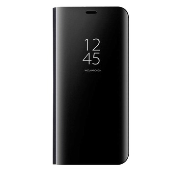 Husa Carte Clear View pentru Samsung Galaxy A12, Functie Stand, Negru Husa Carte Clear View pentru Samsung Galaxy A12, Functie Stand, Negru