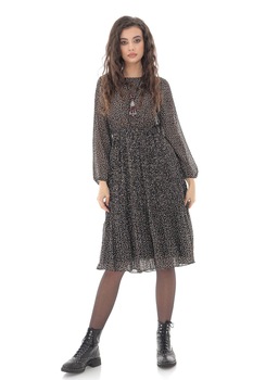 Rochie superba din chiffon, Roh, cu fusta plisata DR4241, Negru Rochie superba din chiffon, Roh, cu fusta plisata DR4241, Negru