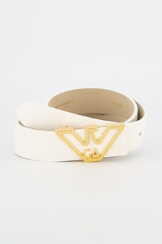 Emporio Armani, Curea de piele ecologica cu aplicatie logo metalica Emporio Armani, Curea de piele ecologica cu aplicatie logo metalica