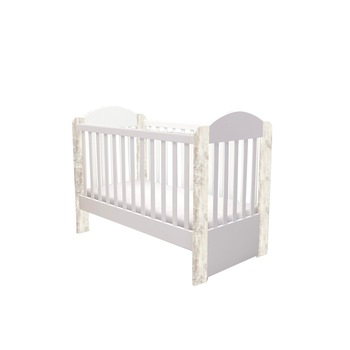 Patut bebe cu laterala culisabila MYKids Olivia alb-antik 120x60 Patut bebe cu laterala culisabila MYKids Olivia alb-antik 120x60