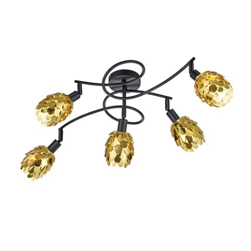 Lustra Trio CHOKE, Metal, Negru/Auriu, E14