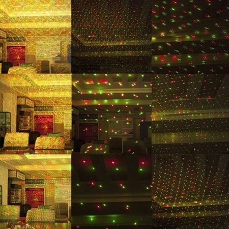 Mini proiector laser cu jocuri de lumini pentru interior, proiectare linii verzi si rosii