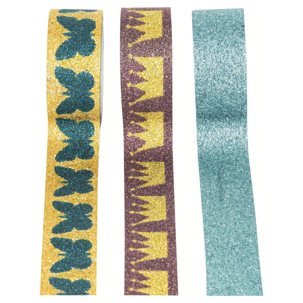 Set 3 benzi adezive cu glitter 15 mm x 3 m Stylex 3 culori diferite
