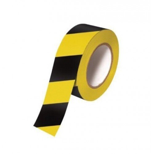 Banda adeziva pentru delimitare, 50mm x 25 m, negru/galben