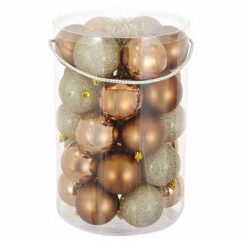 Set 30 de globuri ,maro auriu cu model lucios, mat si sclipici ,ATS, pentru pomul de craciun Set 30 de globuri ,maro auriu cu model lucios, mat si sclipici ,ATS, pentru pomul de craciun