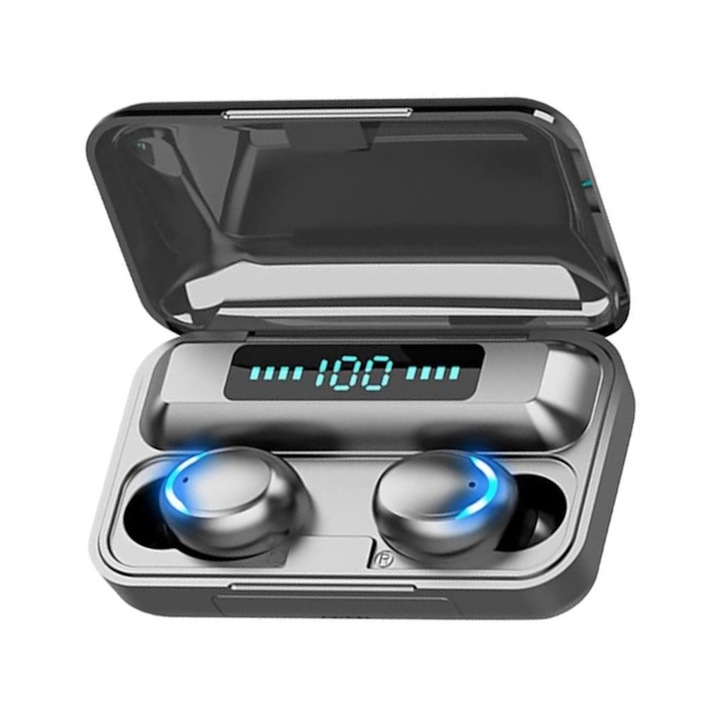 Soundvox F9 V5.0 Fejhallgató, Mini Smart TWS, vezeték nélküli, Bluetooth 5.0, vízálló, érintőképernyős, iOS, Android, fekete