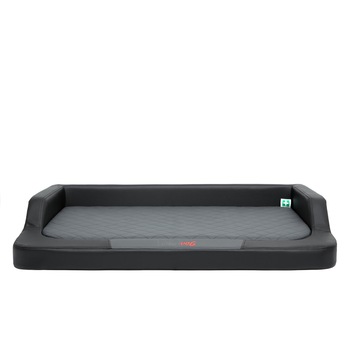 Pat pentru caini, spuma cu memorie si piele ecologica, Negru/Gri inchis, Hobbydog - 2XL, 120x80cm Pat pentru caini, spuma cu memorie si piele ecologica, Negru/Gri inchis, Hobbydog - 2XL, 120x80cm