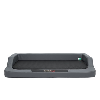 Pat pentru caini, spuma cu memorie si piele ecologica, Gri inchis/Negru, Hobbydog - 2XL, 120x80cm Pat pentru caini, spuma cu memorie si piele ecologica, Gri inchis/Negru, Hobbydog - 2XL, 120x80cm