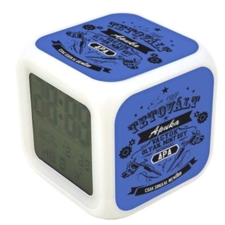 Ceas luminos colorat cu model tatuat, ceas cu alarma, termometru 4