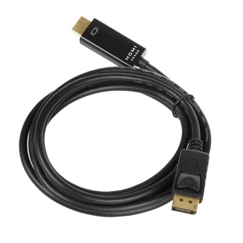Cablu de conexiune Maclean, Port Display (DP) la HDMI 4K / 30Hz cu conectori placati cu aur de 1,8 m negru Cablu de conexiune Maclean, Port Display (DP) la HDMI 4K / 30Hz cu conectori placati cu aur de 1,8 m negru