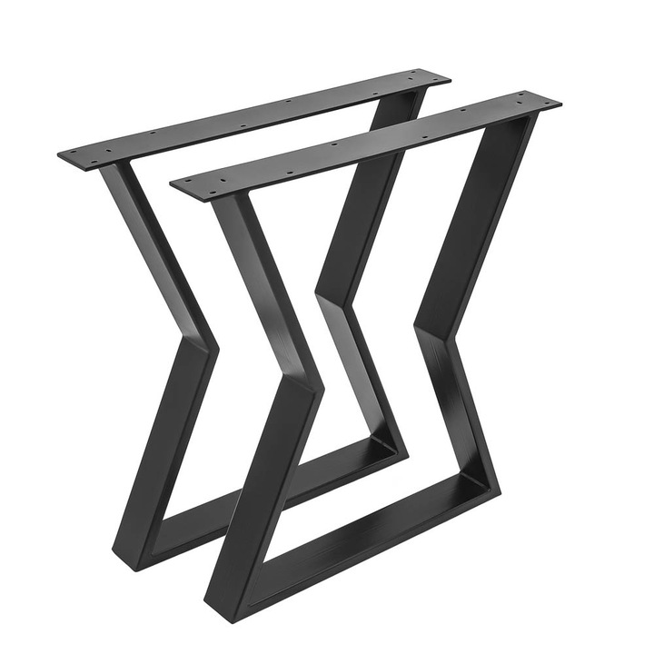 Комплект крака за маса в скандинавски стил 2 Sigma, широк профил, електростатично боядисване, първокласни покрития, балюстрадаTM, черен метал H43x40x6 cm