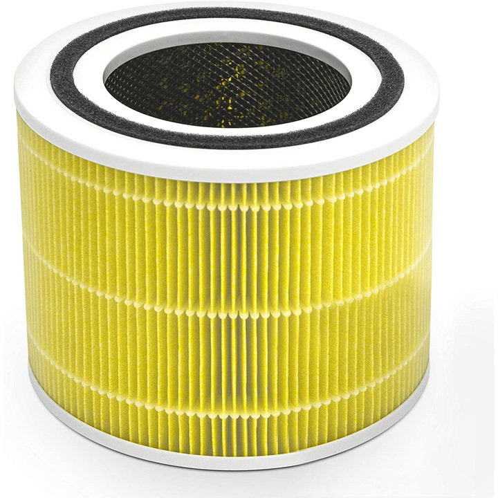 Filtru purificator de aer LEVOIT Core 300 / Core 300S / Core P350, 3 in 1, Pre filtru, Filtru True HEPA, Filtru de Carbon activ, Anti Alergic, Galben