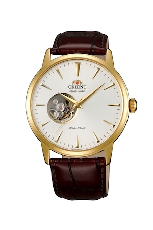 ORIENT, Автоматичен часовник с кожена каишка, Тъмнокафяв/Златист