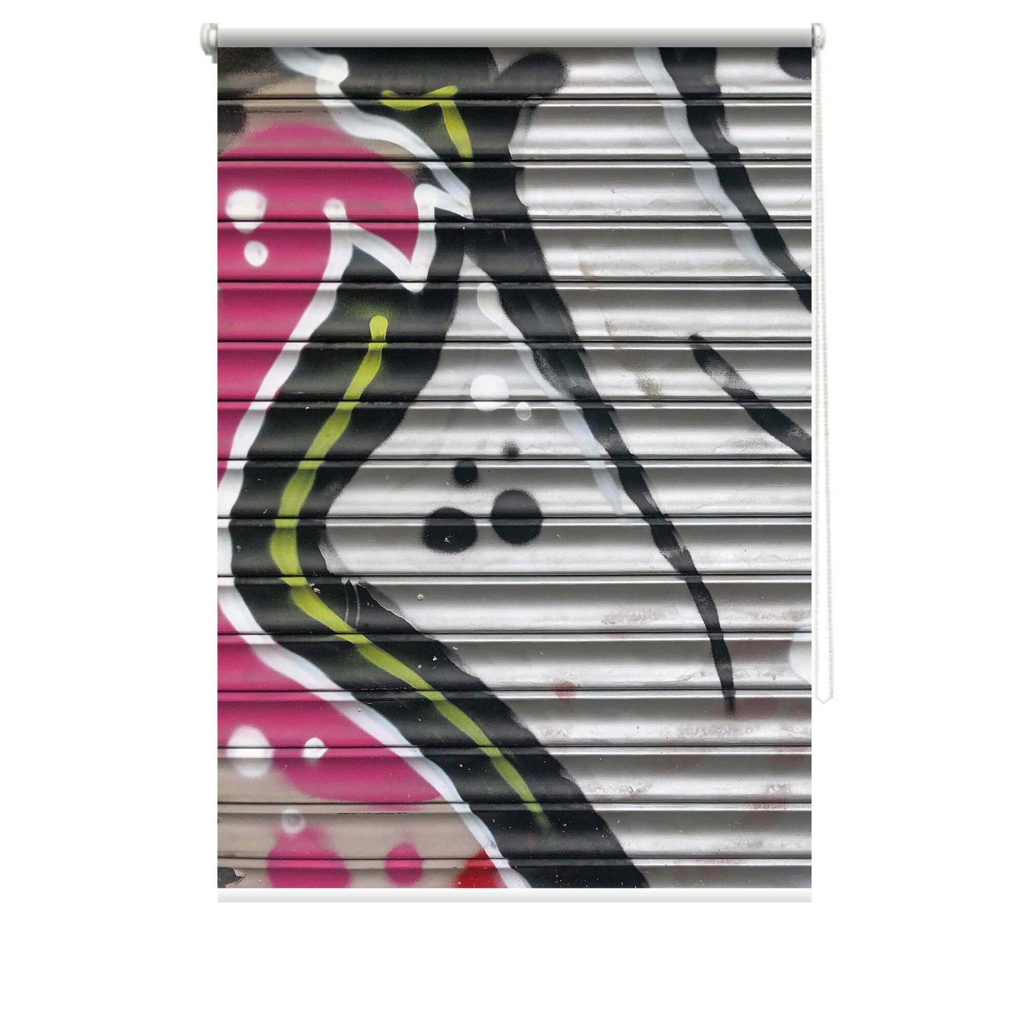 Rulou textil cu print, opac, verso alb, Graffiti 5, multicolor, 80x150 cm