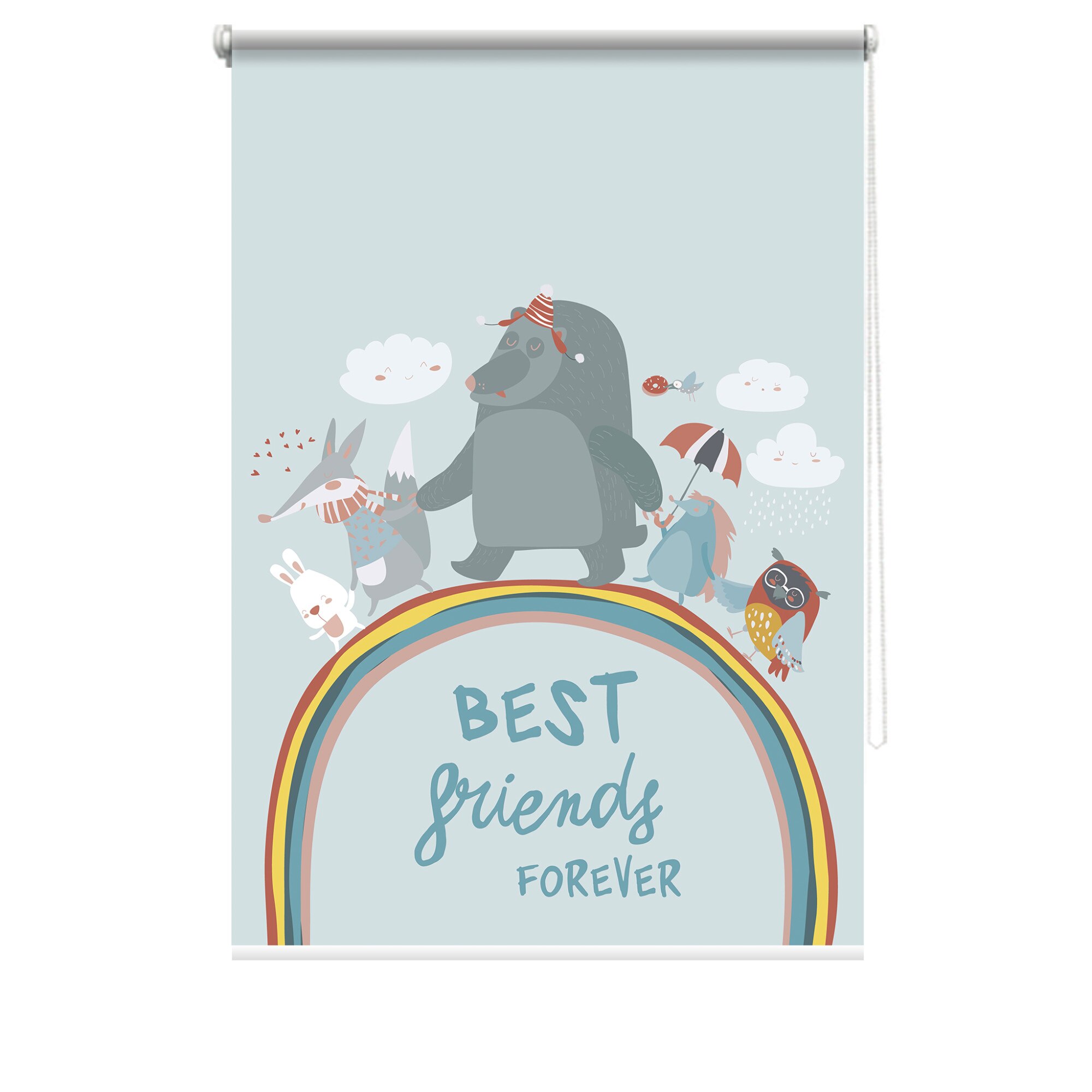 Rulou textil cu print, opac, verso alb, Curcubeu 5, multicolor, 80x150 cm