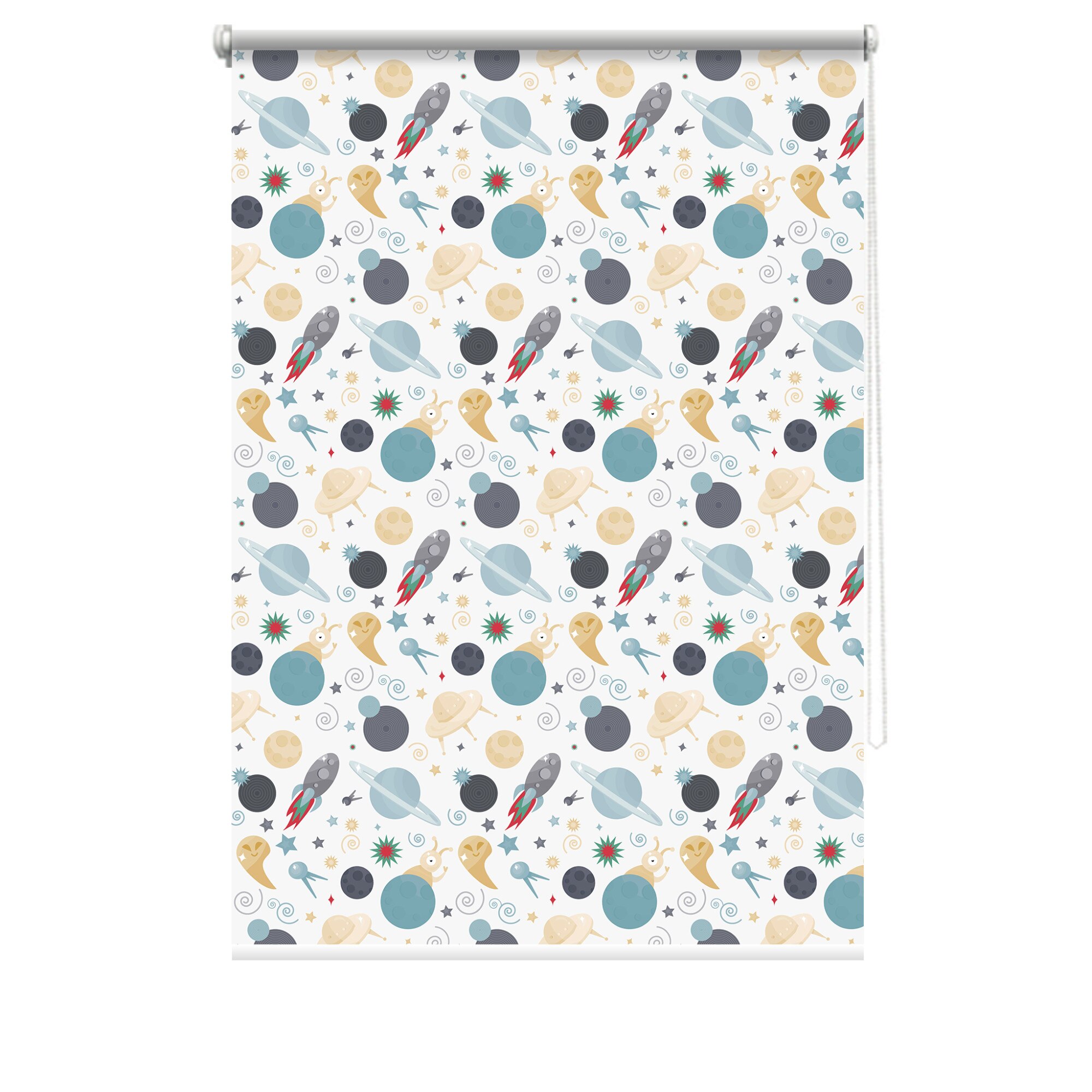 Rulou textil cu print, opac, verso alb, Space 4, multicolor, 62x150 cm