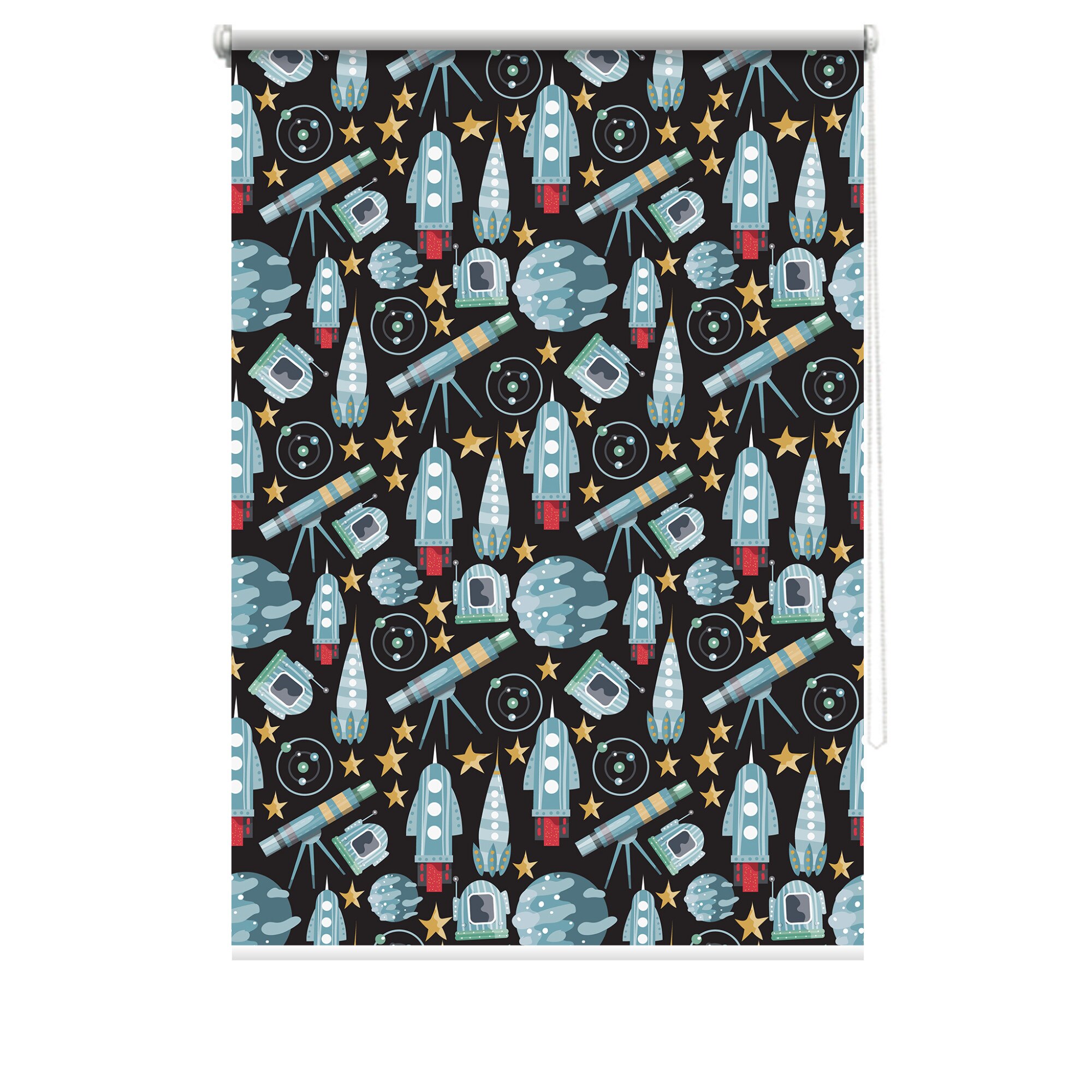 Rulou textil cu print, opac, verso alb, Space 8, multicolor, 80x150 cm