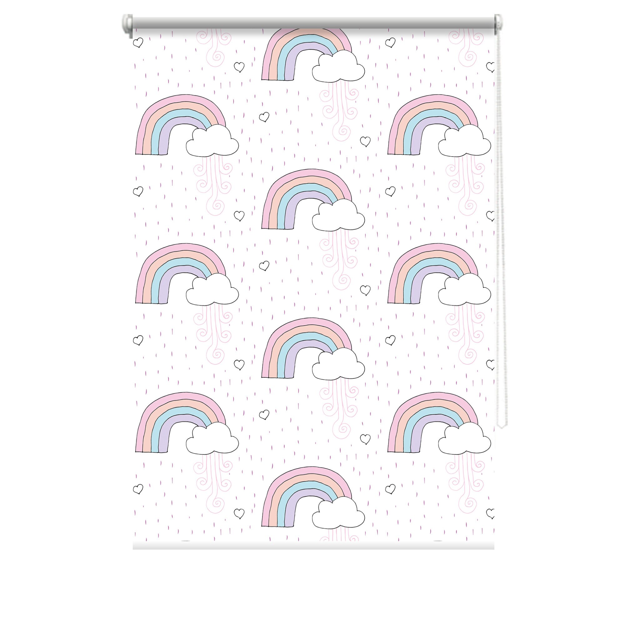 Rulou textil cu print, opac, verso alb, Curcubeu 4, multicolor, 80x150 cm