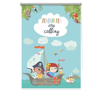 Rulou textil cu print, opac, verso alb, Pirati 6, multicolor, 62x150 cm Rulou textil cu print, opac, verso alb, Pirati 6, multicolor, 62x150 cm