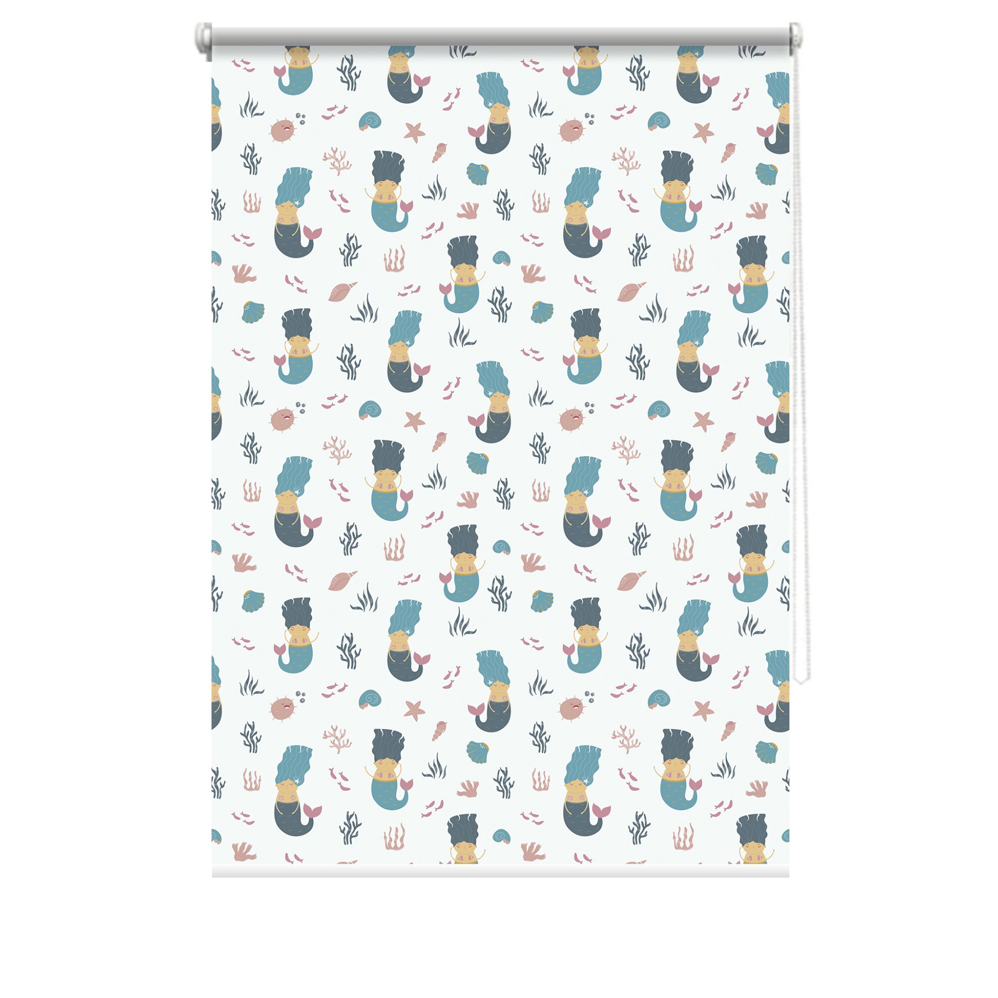 Rulou textil cu print, opac, verso alb, Sirene 5, multicolor, 62x150 cm