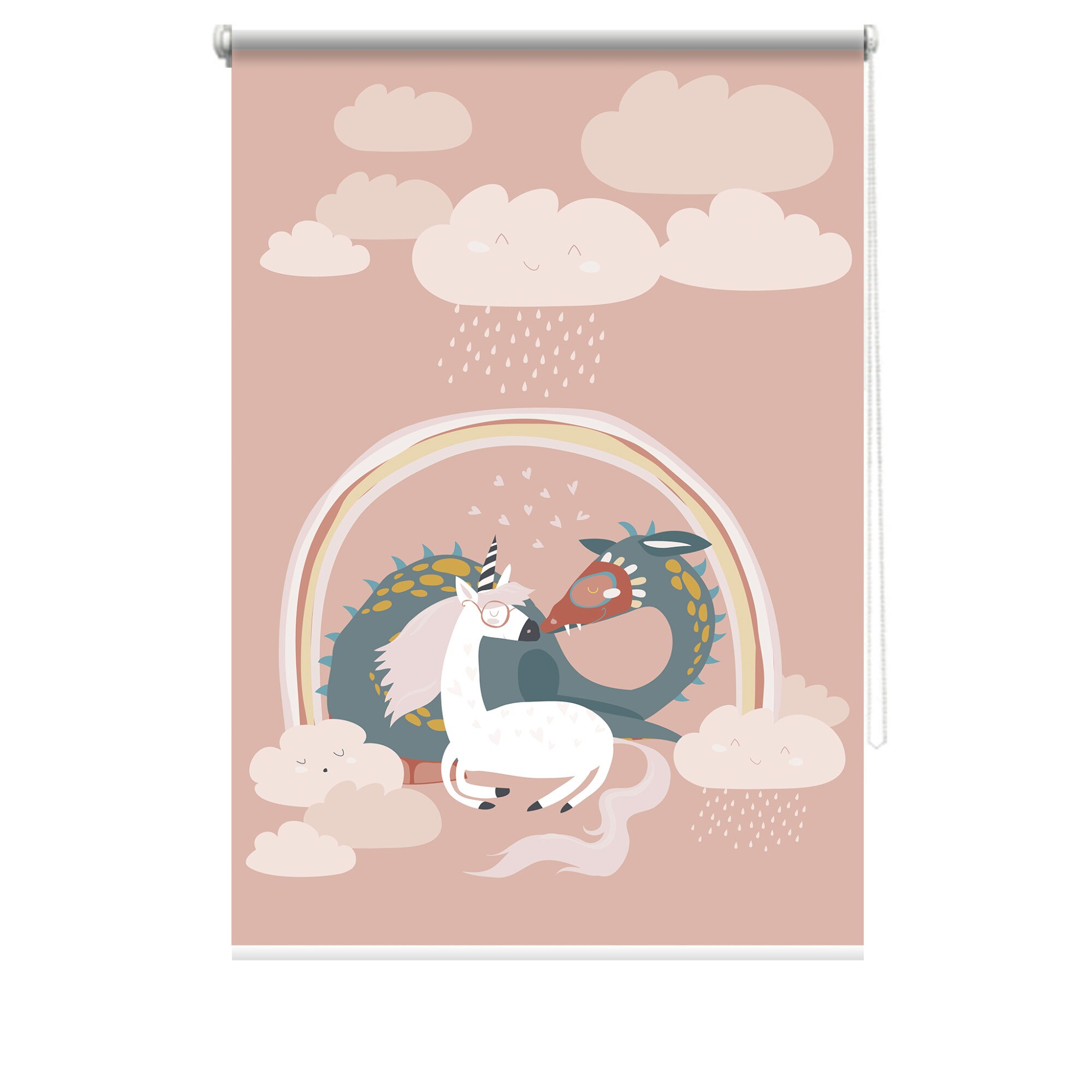 Rulou textil cu print, opac, verso alb, Curcubeu 1, multicolor, 80x150 cm