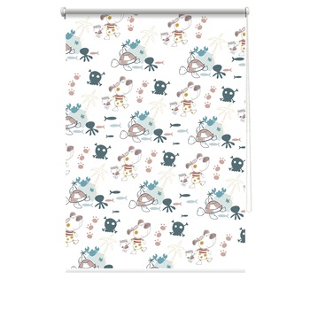 Rulou textil cu print, opac, verso alb, Pirati 5, multicolor, 80x150 cm Rulou textil cu print, opac, verso alb, Pirati 5, multicolor, 80x150 cm