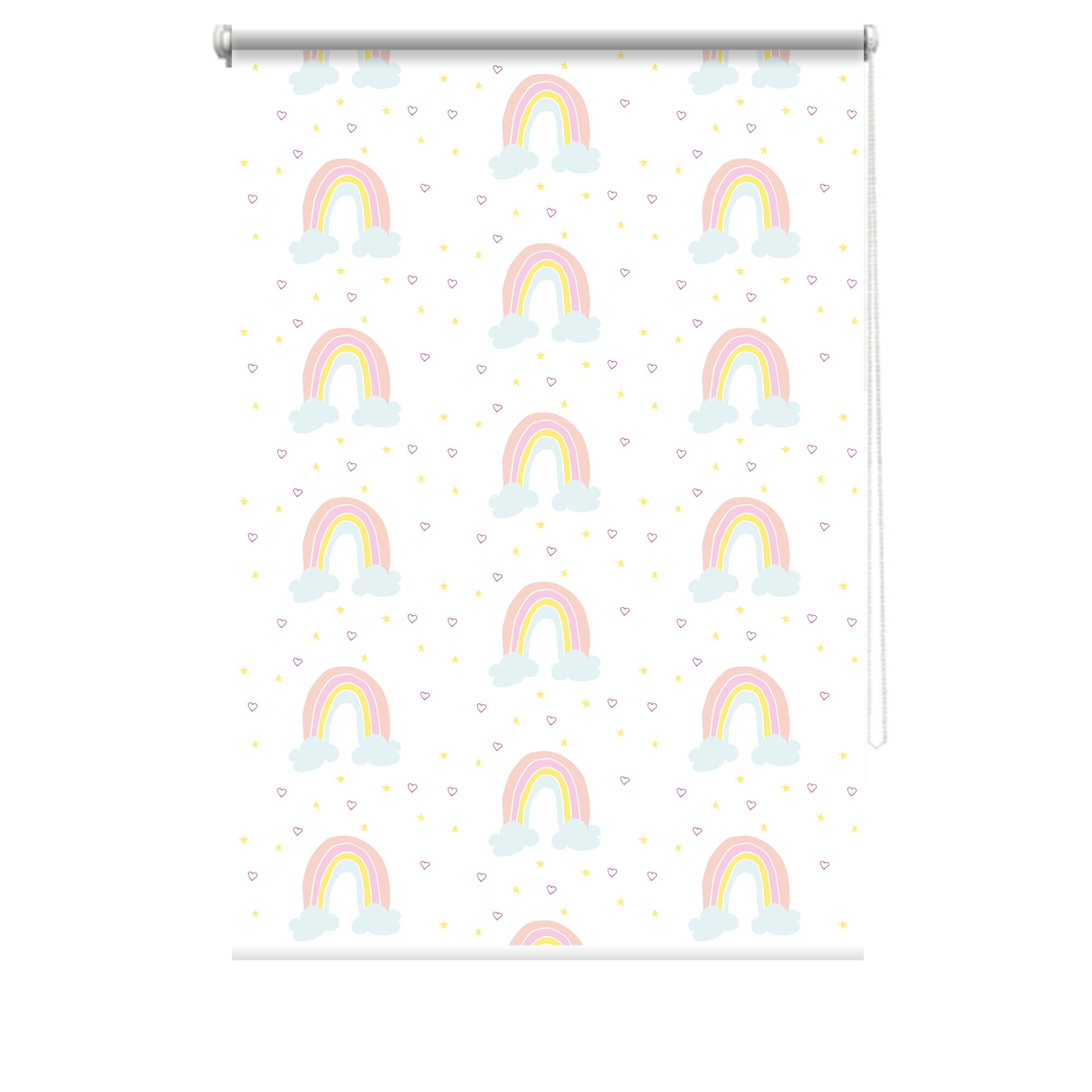 Rulou textil cu print, opac, verso alb, Curcubeu 6, multicolor, 80x150 cm