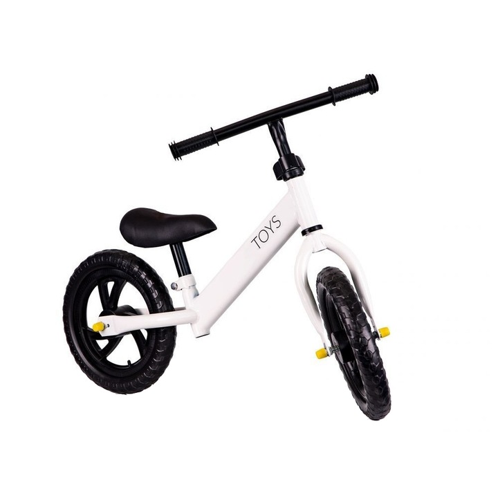 Bicicleta iMK® fara pedale, scaun si ghidon reglabil, Alba, 80x61x44 cm