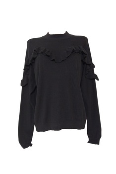 Bluza cu volane, H&M, Bumbac/Viscoza/Poliamida, Negru, L Bluza cu volane, H&M, Bumbac/Viscoza/Poliamida, Negru, L