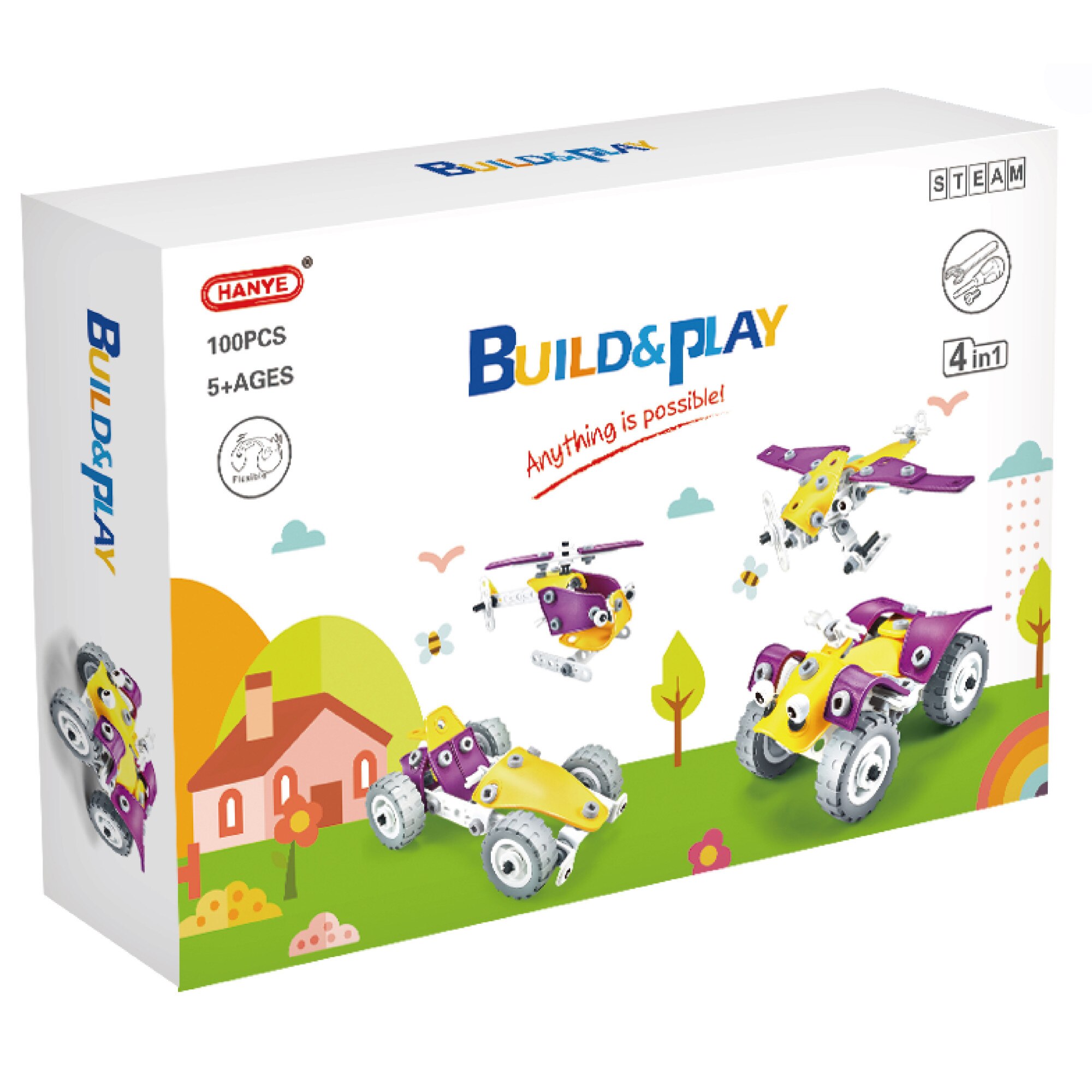 Set de constructie Mappy Build&Play - STEAM, 4 in 1, 100 piese, EM7743