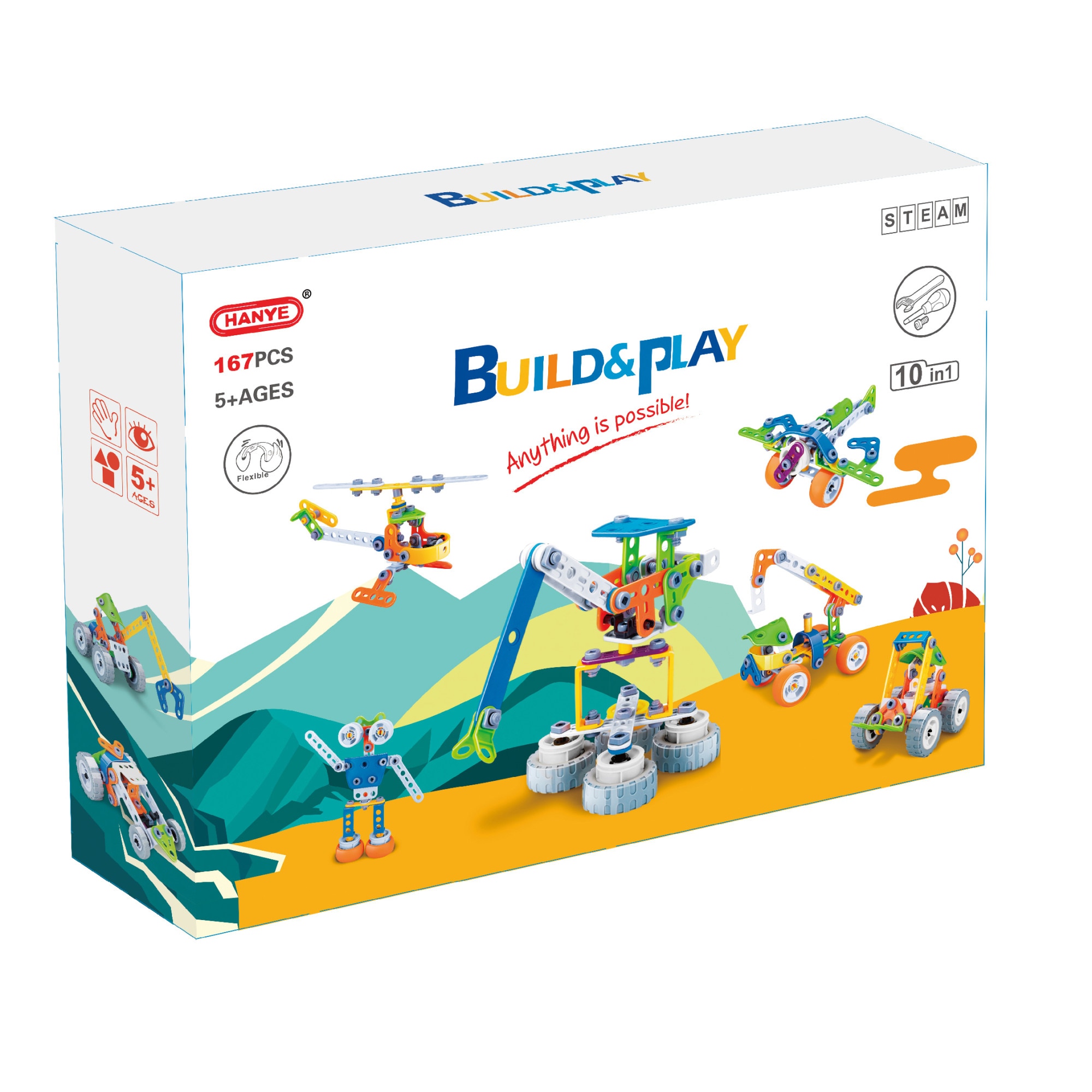 Set de constructie Mappy Build&Play - STEAM, 10 in 1, 167 piese, EM7748