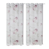Set 2 Perdele cu Inele Metalice, 140×245 cm, Alb Transparent cu Model, Home Living