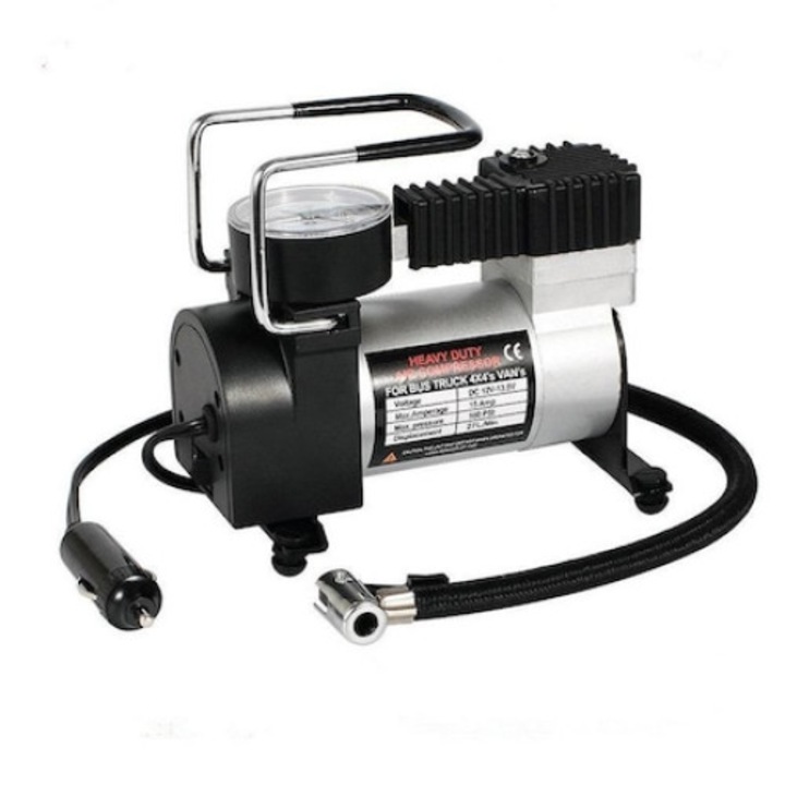 Автомобилен компресор, захранване 12V, метален, 140 PSI