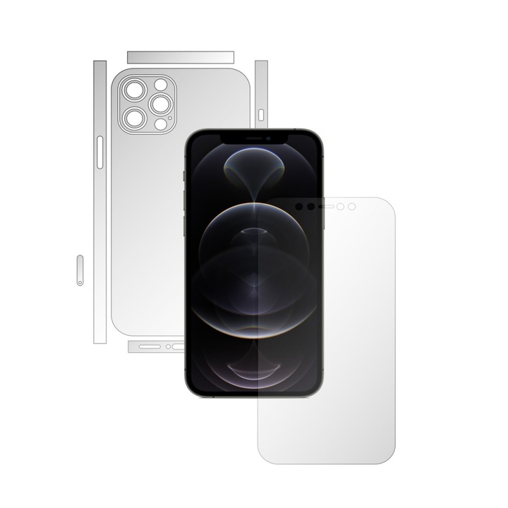 Full Body Invisible Skinz UHD önregeneráló fólia Apple iPhone 12 Pro Max készülékhez - Ultra-tiszta szilikon védelem osztott kivágással a képernyőhöz, hát- és oldalburkolatok, átlátszó tapadó bőr