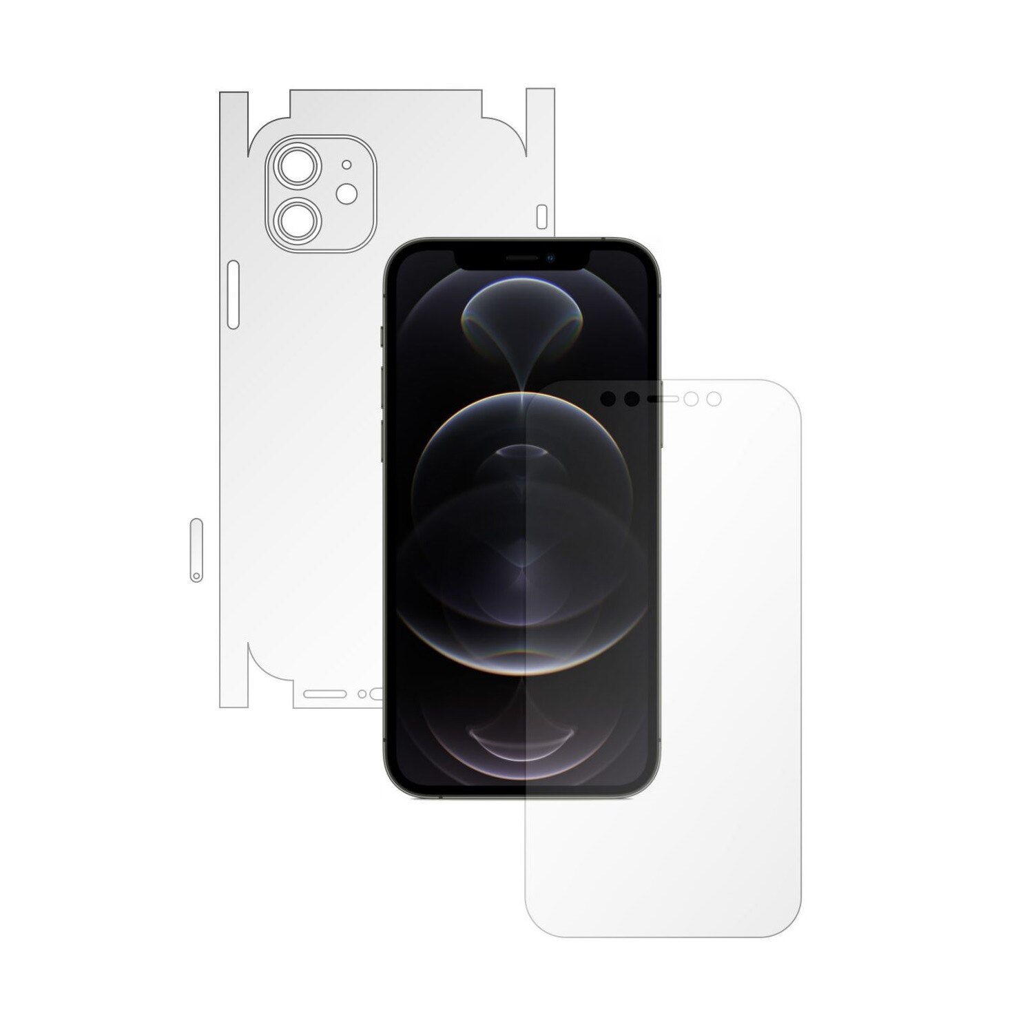 Folie Full Body Invisible Skinz Matte pentru Apple iPhone 12 - Siliconica Mata Anti-Amprenta, Anti-Reflex, cu taiere 360 Cut pentru Ecran, Carcasa Spate si Laterale, Skin Adeziv Transparent