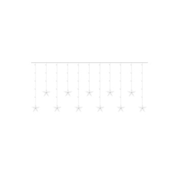 Instalatie de Craciun tip perdea cu franjuri inegali, model Stelute, 108 LED-uri, alb rece Instalatie de Craciun tip perdea cu franjuri inegali, model Stelute, 108 LED-uri, alb rece