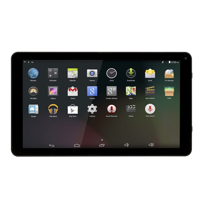 Tableta Denver, Display de 10,1 inchi, Procesor Quad-Core, 16 GB, 1 GB RAM, 4400 mAh, Wi-Fi, Android, Negru