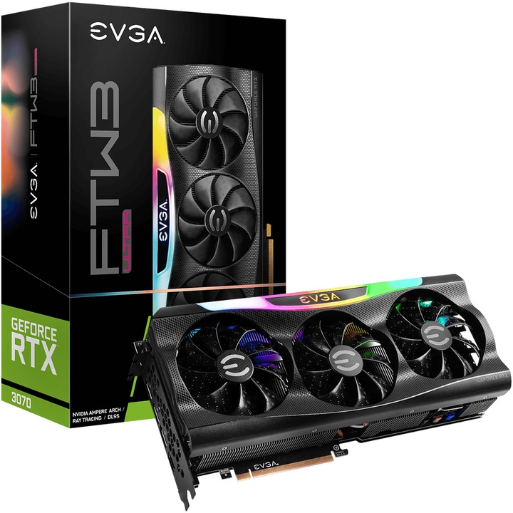 Видео карта EVGA GeForce® RTX™ 3070 FTW3 ULTRA GAMING, 8GB GDDR6, 256-bit