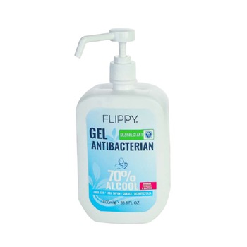 Gel dezinfectant pentru maini cu 70 % alcool Flippy cu efect antibacterian si virucid, 1000 ml