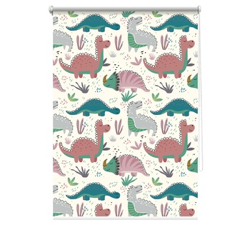 Rulou textil cu print, opac, verso alb, Dinos 1, multicolor, 80x150 cm Rulou textil cu print, opac, verso alb, Dinos 1, multicolor, 80x150 cm
