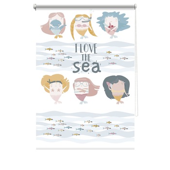 Rulou textil cu print, opac, verso alb, Sirene 3, multicolor, 80x150 cm Rulou textil cu print, opac, verso alb, Sirene 3, multicolor, 80x150 cm