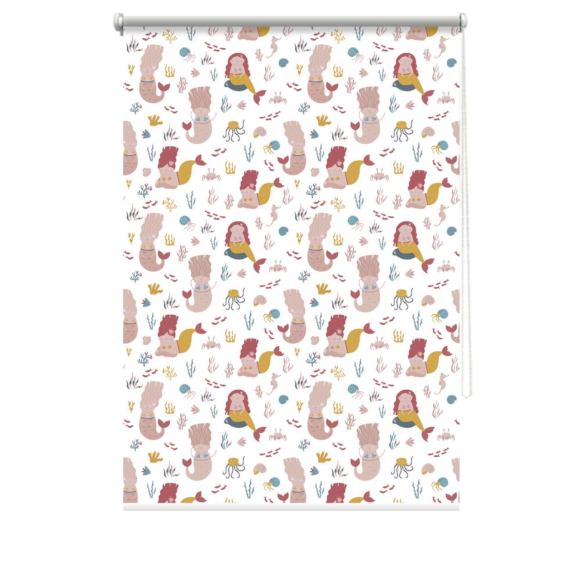 Rulou textil cu print, opac, verso alb, Sirene 2, multicolor, 80x150 cm