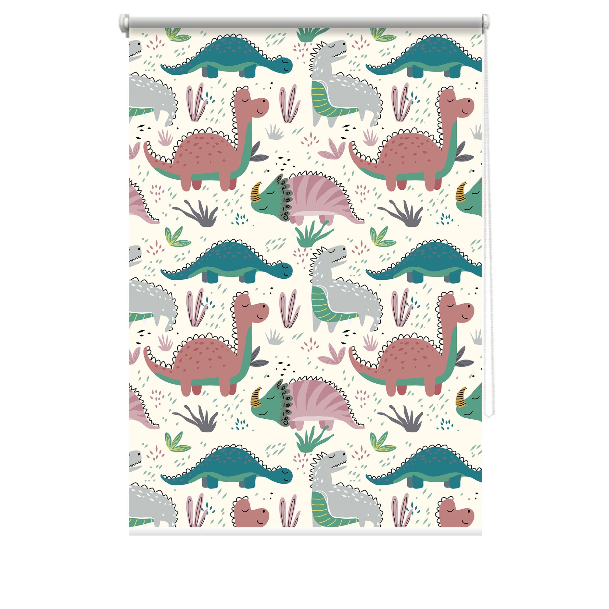 Rulou textil cu print, opac, verso alb, Dinos 1, multicolor, 62x150 cm