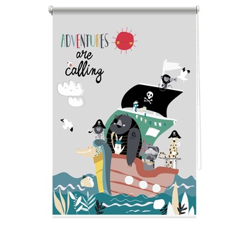 Rulou textil cu print, opac, verso alb, Pirati 1, multicolor, 80x150 cm Rulou textil cu print, opac, verso alb, Pirati 1, multicolor, 80x150 cm